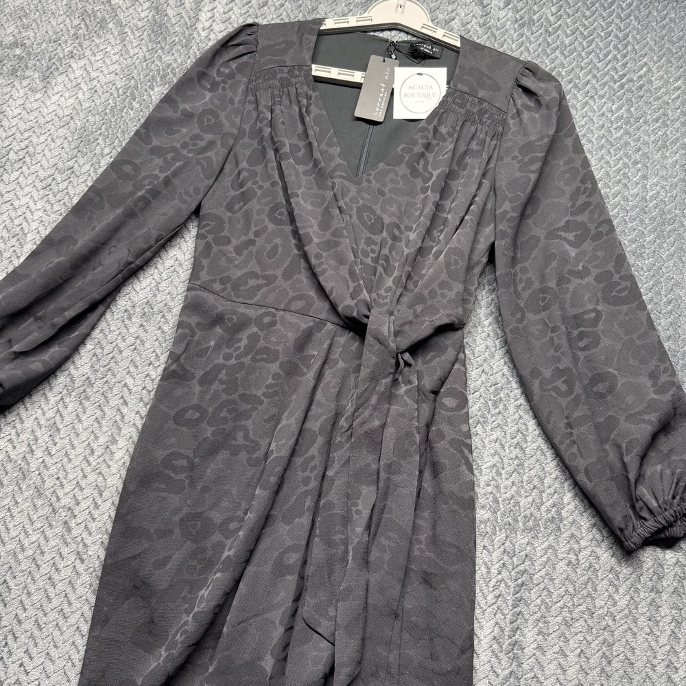 Current Air Los Angeles Dress Women's XS Gray‎ Jacquard Wrap Long Sleeve Lined